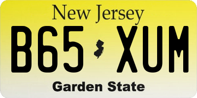 NJ license plate B65XUM