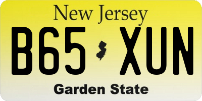 NJ license plate B65XUN