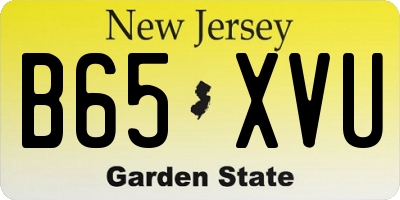 NJ license plate B65XVU