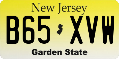 NJ license plate B65XVW