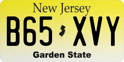 NJ license plate B65XVY