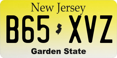 NJ license plate B65XVZ