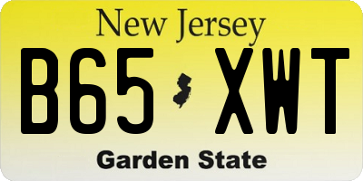 NJ license plate B65XWT