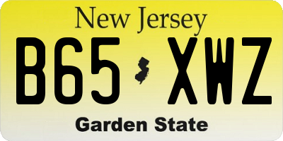NJ license plate B65XWZ