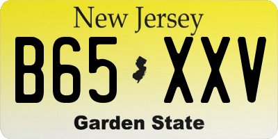 NJ license plate B65XXV