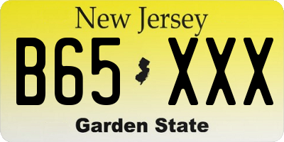 NJ license plate B65XXX