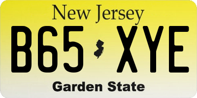 NJ license plate B65XYE