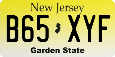 NJ license plate B65XYF