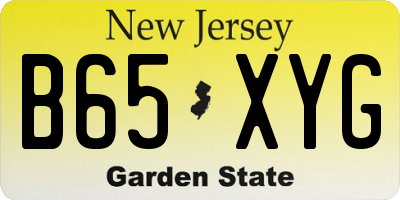 NJ license plate B65XYG