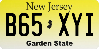 NJ license plate B65XYI