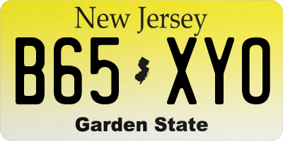 NJ license plate B65XYO