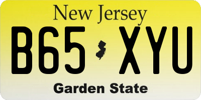 NJ license plate B65XYU