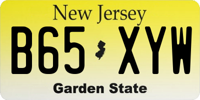 NJ license plate B65XYW