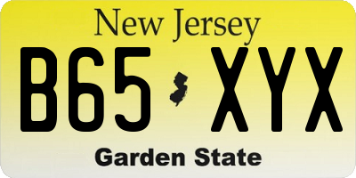 NJ license plate B65XYX