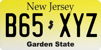 NJ license plate B65XYZ