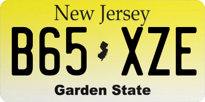 NJ license plate B65XZE