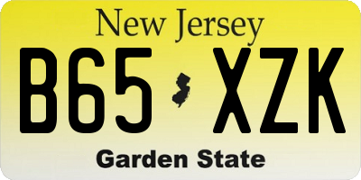 NJ license plate B65XZK