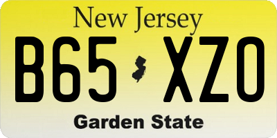 NJ license plate B65XZO