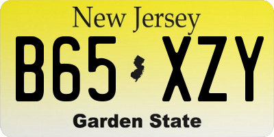 NJ license plate B65XZY