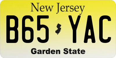 NJ license plate B65YAC