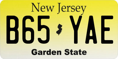 NJ license plate B65YAE