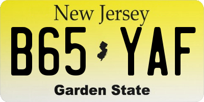 NJ license plate B65YAF