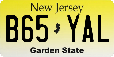 NJ license plate B65YAL