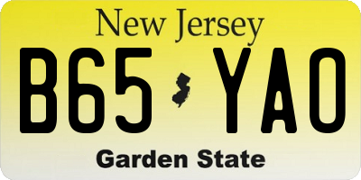 NJ license plate B65YAO