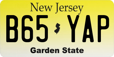 NJ license plate B65YAP