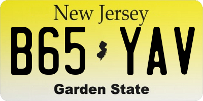 NJ license plate B65YAV