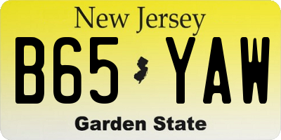 NJ license plate B65YAW