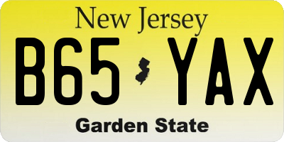 NJ license plate B65YAX