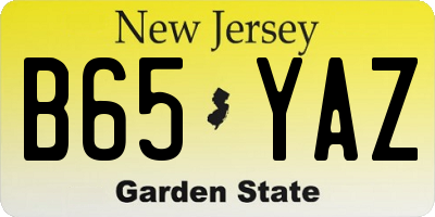 NJ license plate B65YAZ