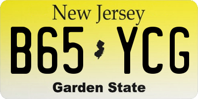 NJ license plate B65YCG