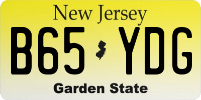 NJ license plate B65YDG