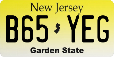 NJ license plate B65YEG