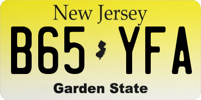 NJ license plate B65YFA