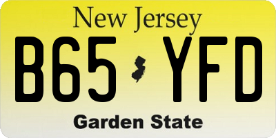 NJ license plate B65YFD