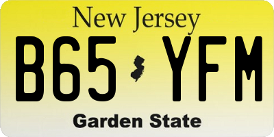 NJ license plate B65YFM