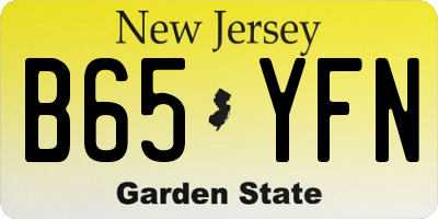 NJ license plate B65YFN