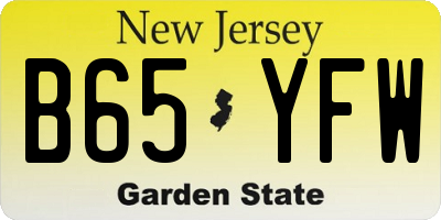 NJ license plate B65YFW