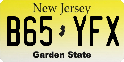 NJ license plate B65YFX