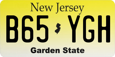 NJ license plate B65YGH
