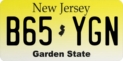 NJ license plate B65YGN