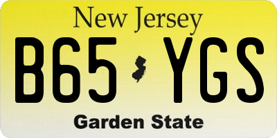 NJ license plate B65YGS