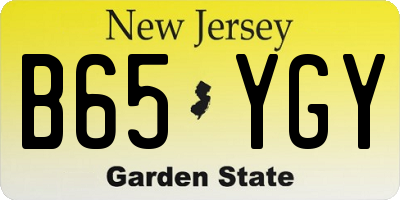 NJ license plate B65YGY