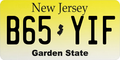 NJ license plate B65YIF
