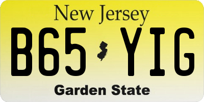 NJ license plate B65YIG