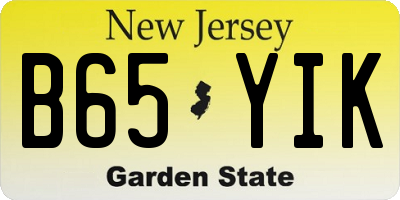 NJ license plate B65YIK
