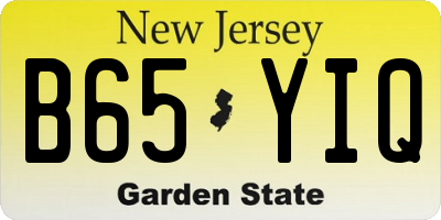 NJ license plate B65YIQ